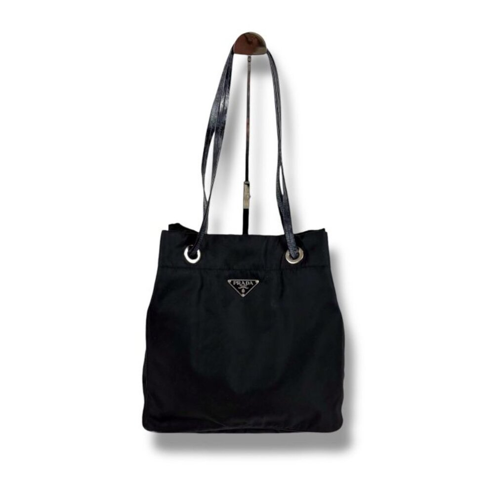 Prada Triangle Logo Drawstring Tote Shoulder Bag … - image 11